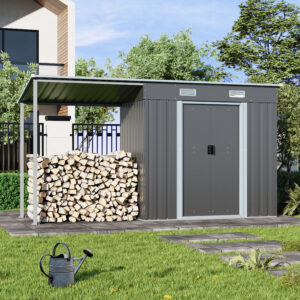 Outdoor Metal Storage Shed with Lean-to