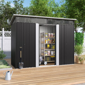 Garden Metal Storage Shed with Lockable Sliding Doors