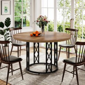 Cerys Round Rustic Farmhouse Dining Table For 4