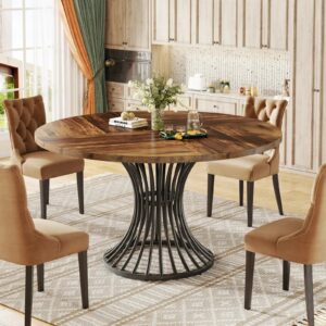 Cole Round Rustic Farmhouse Dining Table For 4