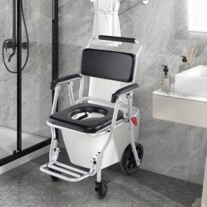 Pitts Foldable Elderly Shower Commode Wheelchair