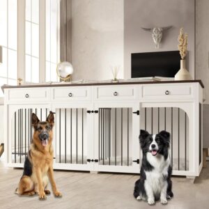 86.6 Elle Double Dog Crate Furniture For 2 Dogs