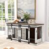 62.5 Wood Double Dog Crate Furniture For 2 Dogs