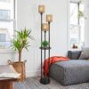 Farmhouse Rattan Living Room Floor Lamp