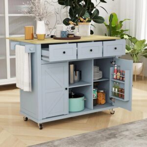 Moore Rolling Drop Leaf Kitchen Island Cart