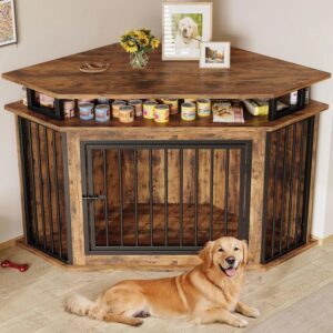46.5 Tran Large Corner Dog Crates Furniture