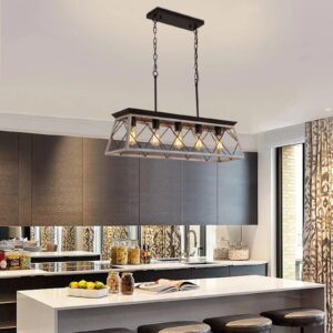 5 Lights Linear Farmhouse Dining Room Chandelier