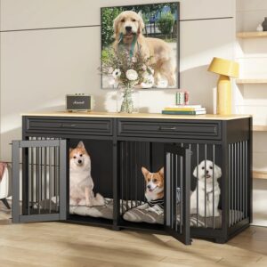 64.6 Blake Double Dog Crate Furniture For 2 Dogs