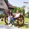 Outsunny 41 Wooden Wagon Wheel Bench