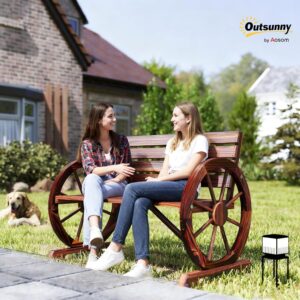 Outsunny 41 Wooden Wagon Wheel Bench