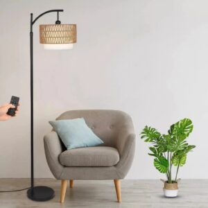 Farmhouse Rattan Living Room Floor Lamp