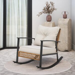 Rattan Modern Cushioned Rocking Armchair