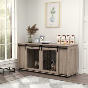 70.9 Shelby Double Dog Crate Furniture For 2 Dogs