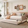 Aran Upholstered Trundle Daybed With Light