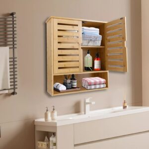 Bamboo Wall Mounted Bathroom Cabinet