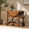 Wood Rolling Beverage Bar Cart