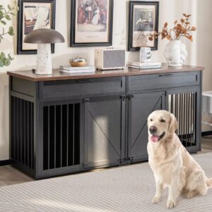72 Farmhouse Double Dog Crate Furniture For 2 Dogs