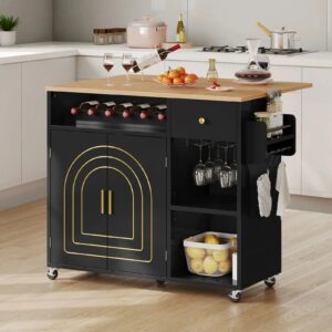 Grover Rolling Drop Leaf Kitchen Island Cart