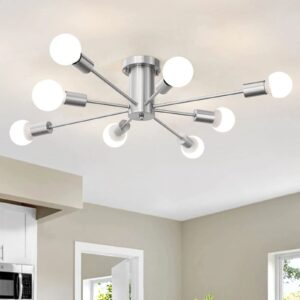 Silver 8 Bulbs Sputnik Dining Room Chandelier