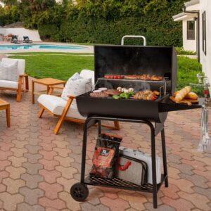 28-Inch Barrel Charcoal Grill with Side Table. 626 sq. in.