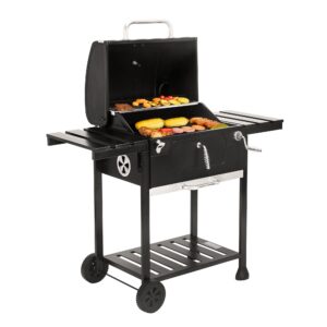 24-Inch Charcoal Grill with Foldable Side Tables