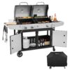 2-Burner Gas & Charcoal Combo Grill with Cover