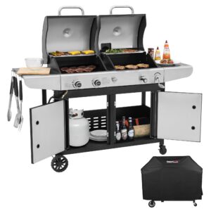 2-Burner Gas & Charcoal Combo Grill with Cover