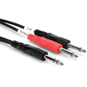 Hosa STP-203 1/4 TRS to Dual 1/4 TS. 10ft