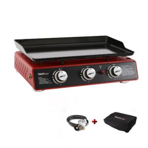 24-Inch Portable Tabletop Gas Griddle. 3-Burner. 25.500 BTU. 319 sq. in.